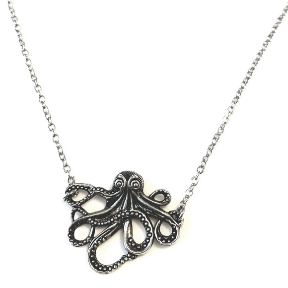 NatureAngels Jewelry - Octopus Pendant Necklace Silver Tone Nautical Ocean Animal Gift